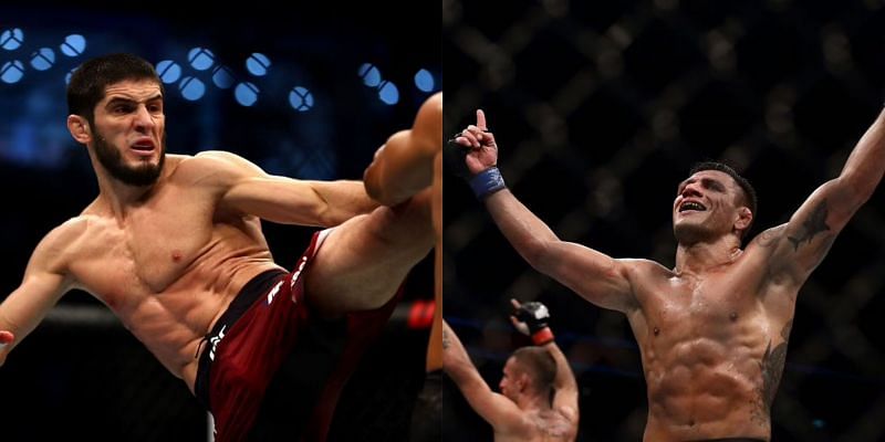 Islam Makhachev (left) and Rafael dos Anjos (right) have been engaged in a heated back-and-forth on social media