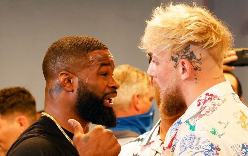 Tyron Woodley (left) and Jake Paul (right)