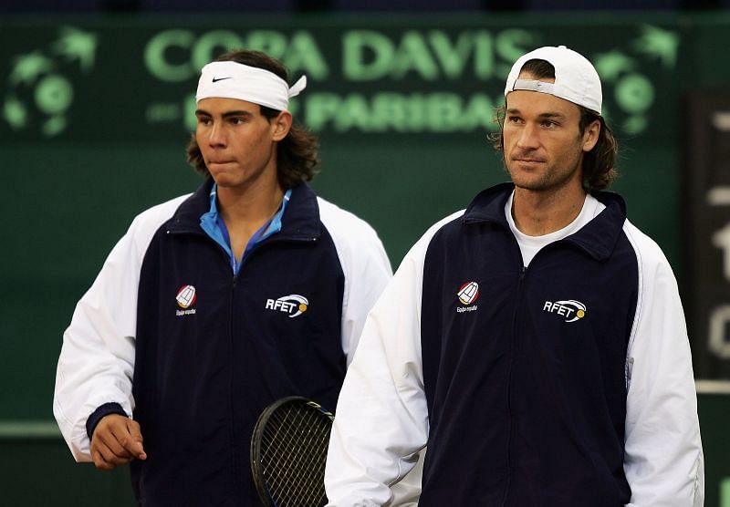 Rafael Nadal and Carlos Moya in 2004