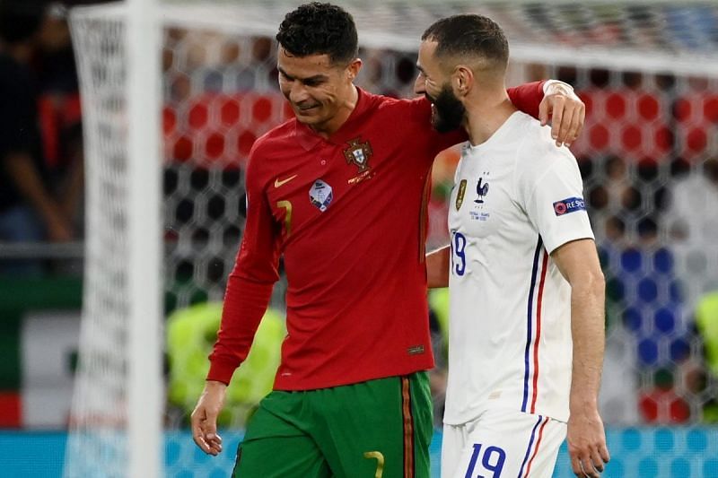 Cristiano Ronaldo (left) and Karim Benzema at Euro 2020