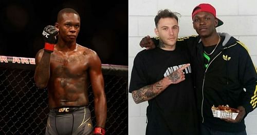 Israel Adesanya (left) and Mark Timms & Israel Adesanya (right) [Image credits: @maark_timms on Instagram]