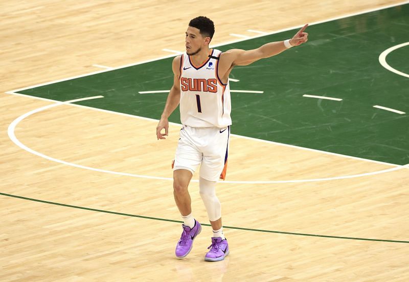 Devin Booker #1 during the first half in Game Three of the NBA Finals.