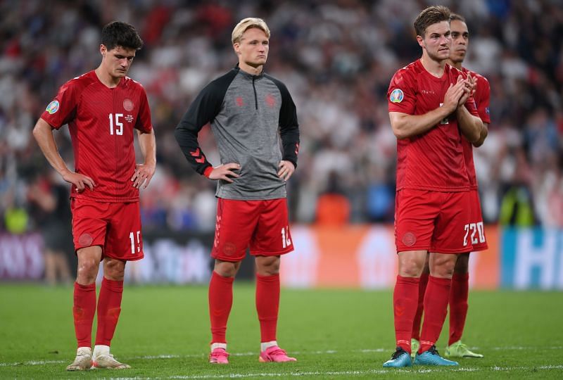 Denmark players after the loss.