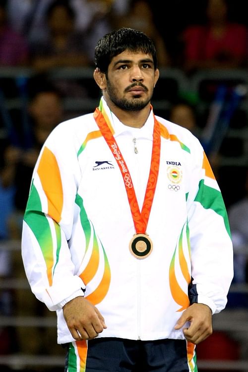 Sushil Kumar won the bronze medal at the 2008 Beijing Olympics in the 66kg freestyle wrestling event. Photo credit: Getty Images