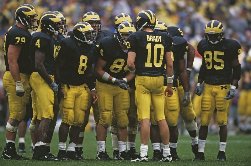 Tom Brady with the University of Michigan Wolverines Football Tea,