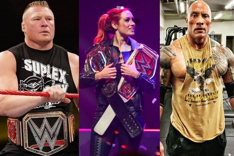 Brock Lesnar (Left), Becky Lynch (Center), and The Rock (Right) [Image credits: @brocklesnernet, @beckylynchwwe, and @therock via Instagram]