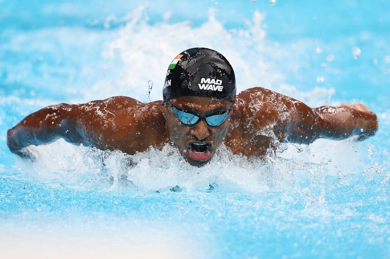 Sajan Prakash of Team India competes in heat two of the Men&#039;s 200m Butterfly on day three of the Tokyo 2020 Olympic Games