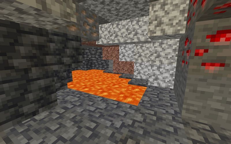 Most lava pools generate underground (Image via Minecraft)