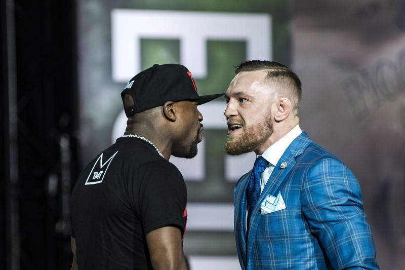 Conor McGregor and Floyd Mayweather during their media tour