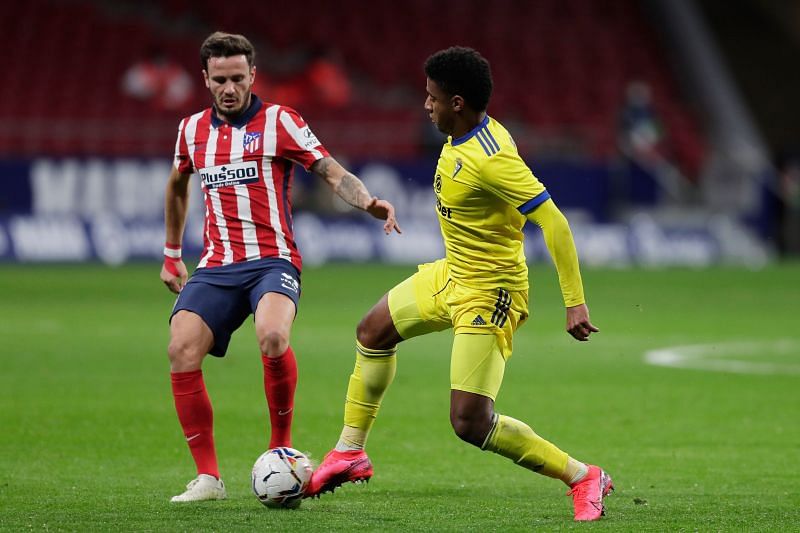 Saul Niguez (left) in action for Atletico Madrid