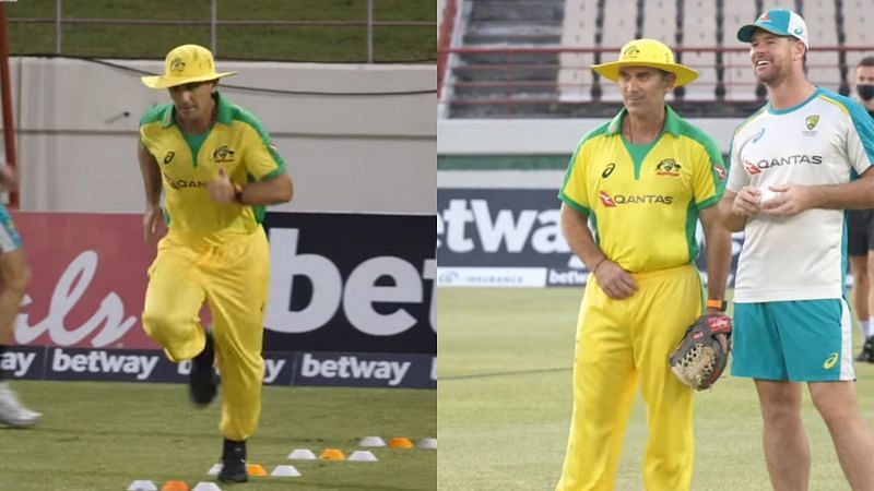 Screengrabs from Justin Langer&#039;s time in an Australian training session.