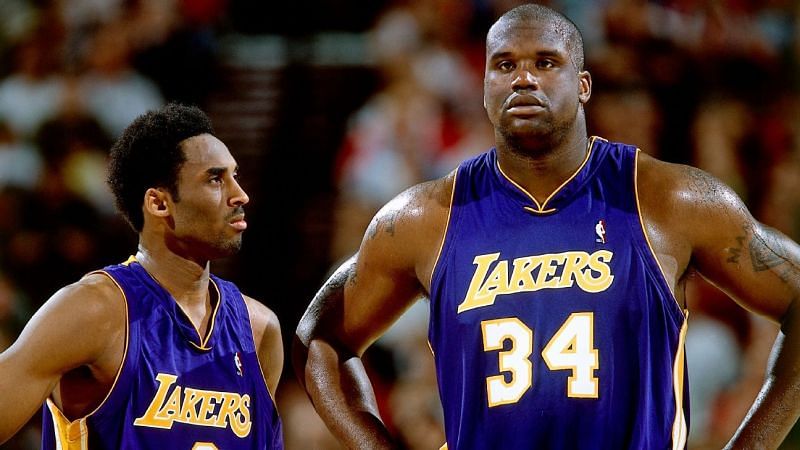 Kobe Bryant #8 and Shaquille O&#039;Neal #34 [Photo by Sam Forencich/NBAE via Getty Images]