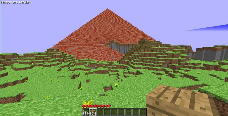 A brick pyramid (Image via Minecraft Wiki)
