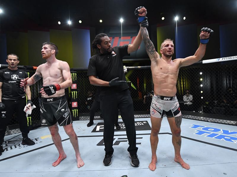 T.J. Dillashaw edged out Cory Sandhagen in last night&#039;s UFC main event