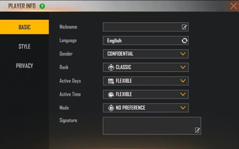 Players should tap on the icon next to their existing name (Image via Free Fire)