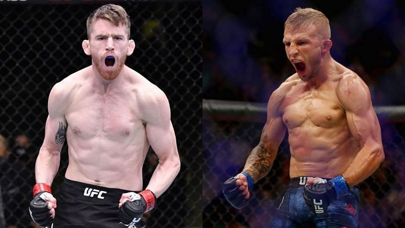 Cory Sandhagen (left), T.J. Dillashaw (right) [Photo credit: @enterthesandman135 on Instagram]