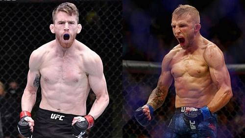 Cory Sandhagen (left), T.J. Dillashaw (right) [Photo credit: @enterthesandman135 on Instagram]