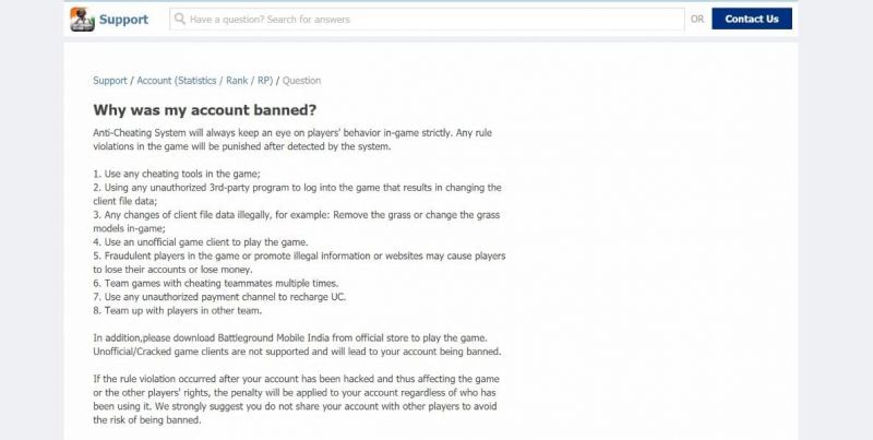 Reasons why BGMI players can be banned. (Image via Battlegrounds Mobile India official site, Krafton Support Page)