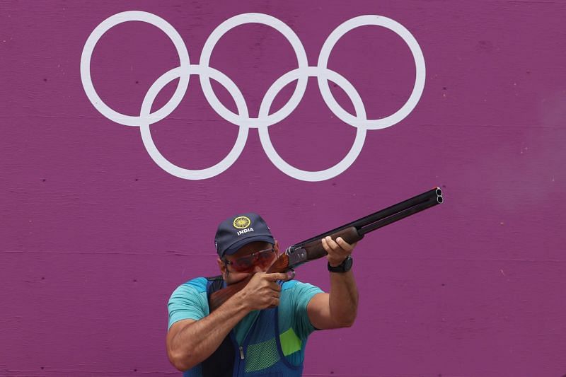 Mairaj Ahmad Khan of Team India during Skeet Men&#039;s Qualification on day three of the Tokyo 2020 Olympic Games