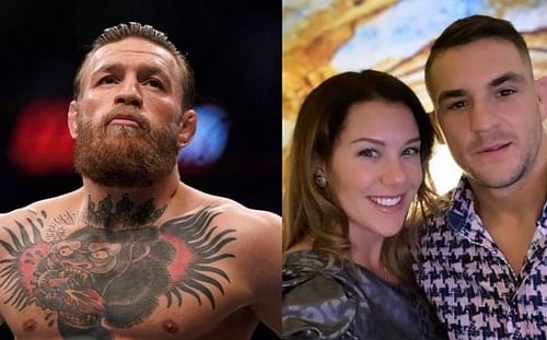 Conor McGregor (left); Jolie Poirier (center); Dustin Poirier (right)