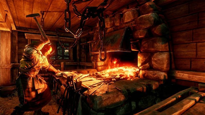 Blacksmithing is one of many crafting lines in New World (Image via Amazon Game Studios)
