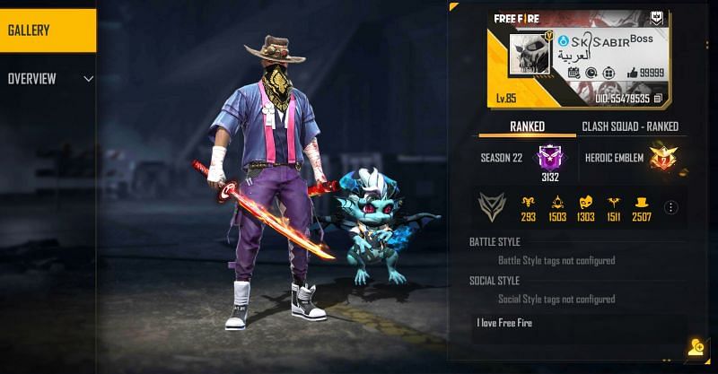 SK Sabir Boss&#039; Free Fire ID and more details