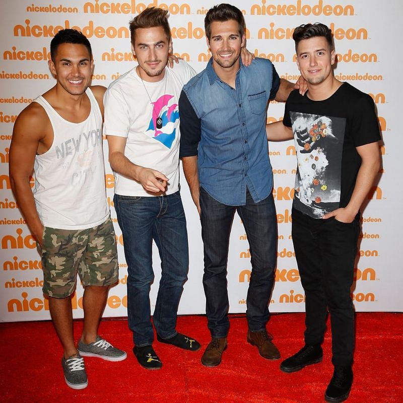 Big Time Rush members at a Nickelodeon event (Image via Don Arnold/Getty Images)