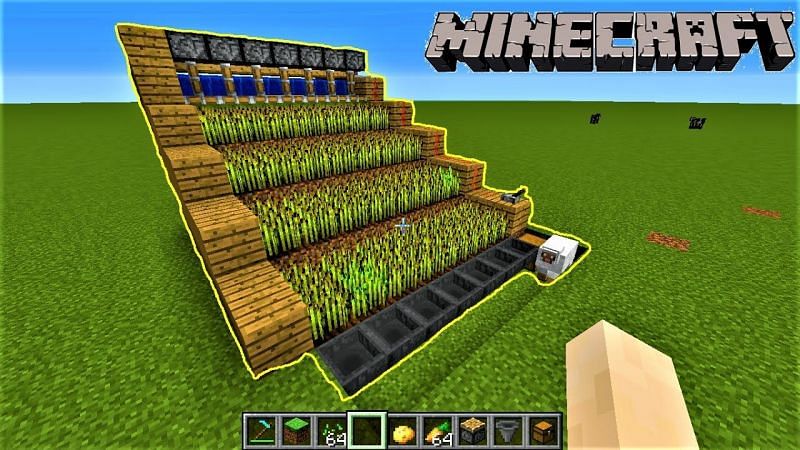 A Redstone automated crop farm (Image via YouTube)