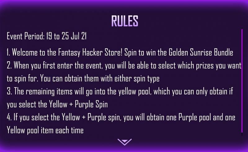 Event rules (Image via Free Fire)