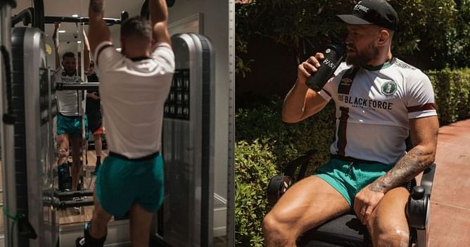 Conor McGregor posts new images of training in the gym with a brace on his leg
