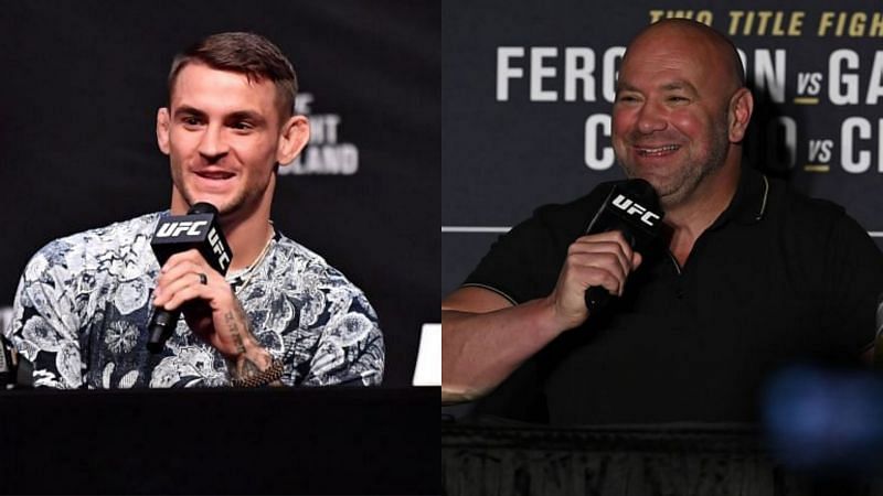 Dustin Poirier (left), Dana White (right)