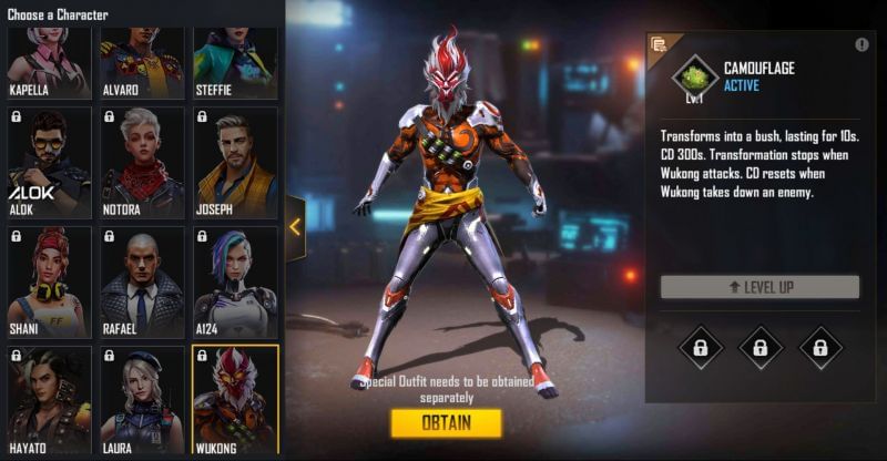 Wukong character (Image via Free Fire)