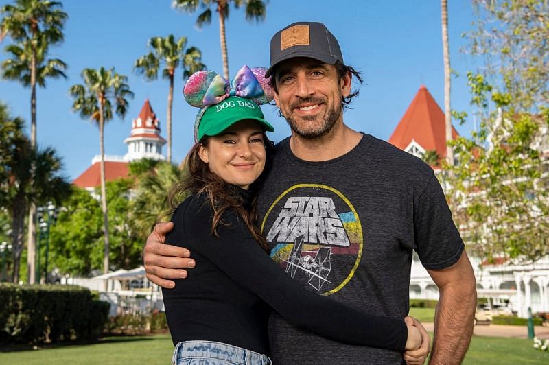 Aaron Rodgers with his fiancee Shailene Woodley - Photo courtesy People magazine