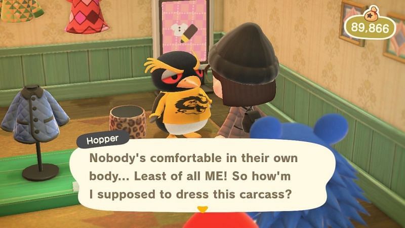 Hopper interacting with a player in Animal Crossing: New Horizons (Image via Reddit)