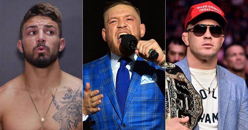 Mike Perry (left), Conor McGregor (center), and Colby Covington (right)