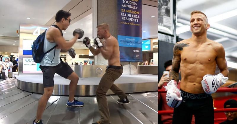 T.J. Dillashaw sparring with Justin Buccholz. (Image credits: UFC - Ultimate Fighting Championship via YouTube).