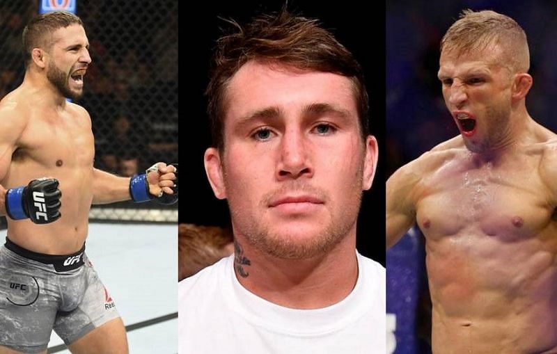 Chad Mendes (left); Darren Till (center); TJ Dillashaw (right)