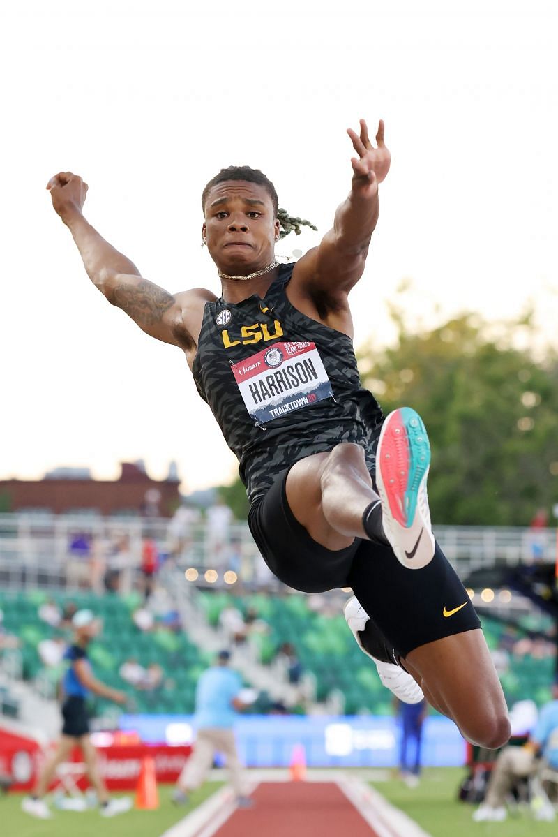 JuVaughn Harrison in action in the men&#039;s Long Jump event at the US Olympic Trials