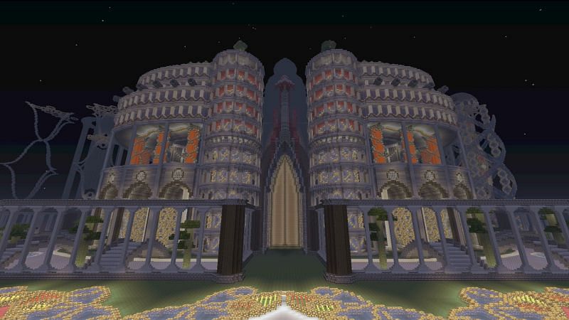 A massive Minecraft build that utilizes block variation and depth (Image via Mojang)