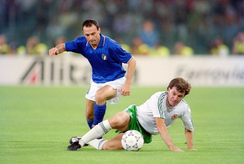 Salvatore Schillaci in action for Italy at the 1990 World Cup