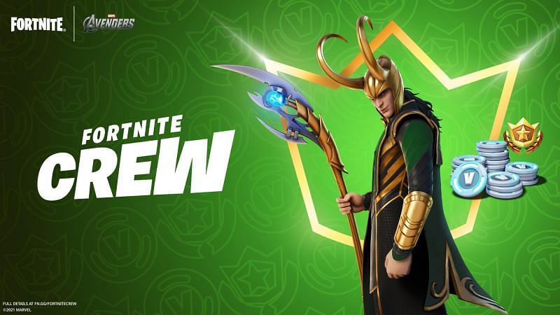 The Loki skin is available via the Fortnite Crew Membership (Image via Epic Games)