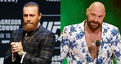 Conor McGregor has Tyson Fury's (right) backing for his trilogy against Dustin Poirier at UFC 264