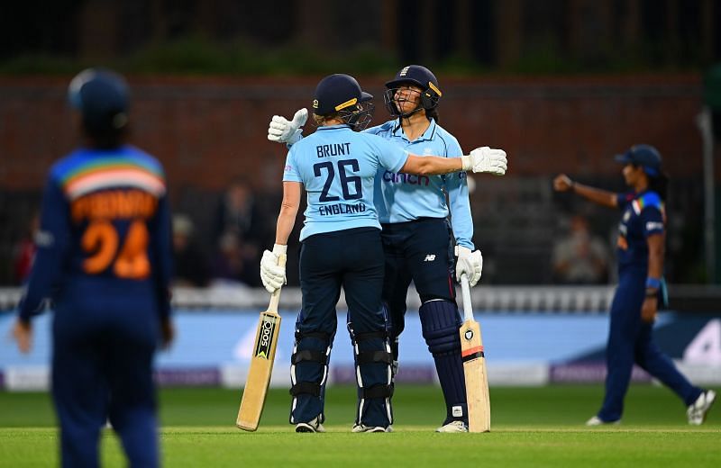 England needed a late partnership from Sophia Dunkley and Katherine Brunt to seal the ODI series