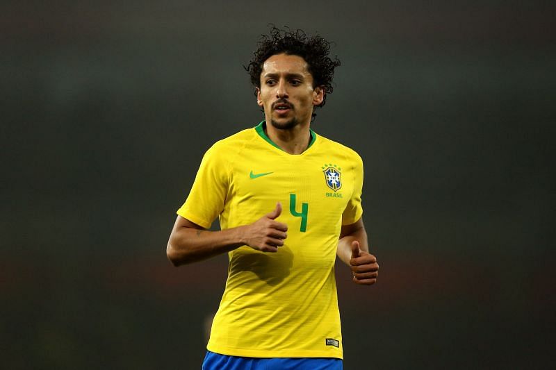 Marquinhos in action for Brazil