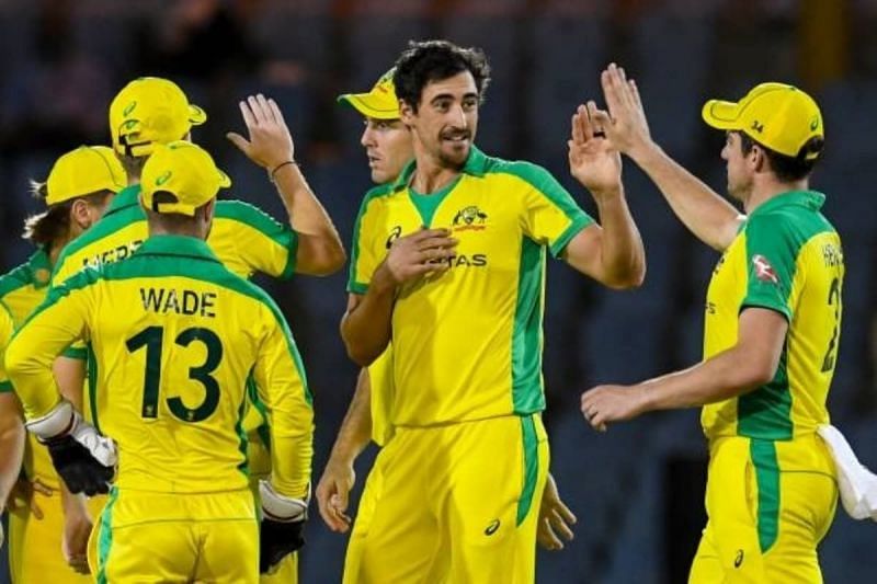 Mitchell Starc celebrates a wicket