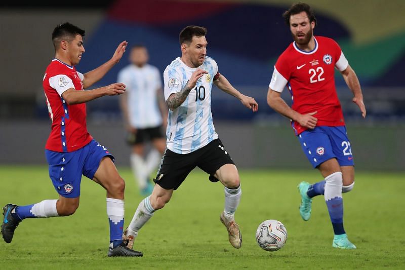 Messi won the Man of the Match award in Argentina's match v Chile.