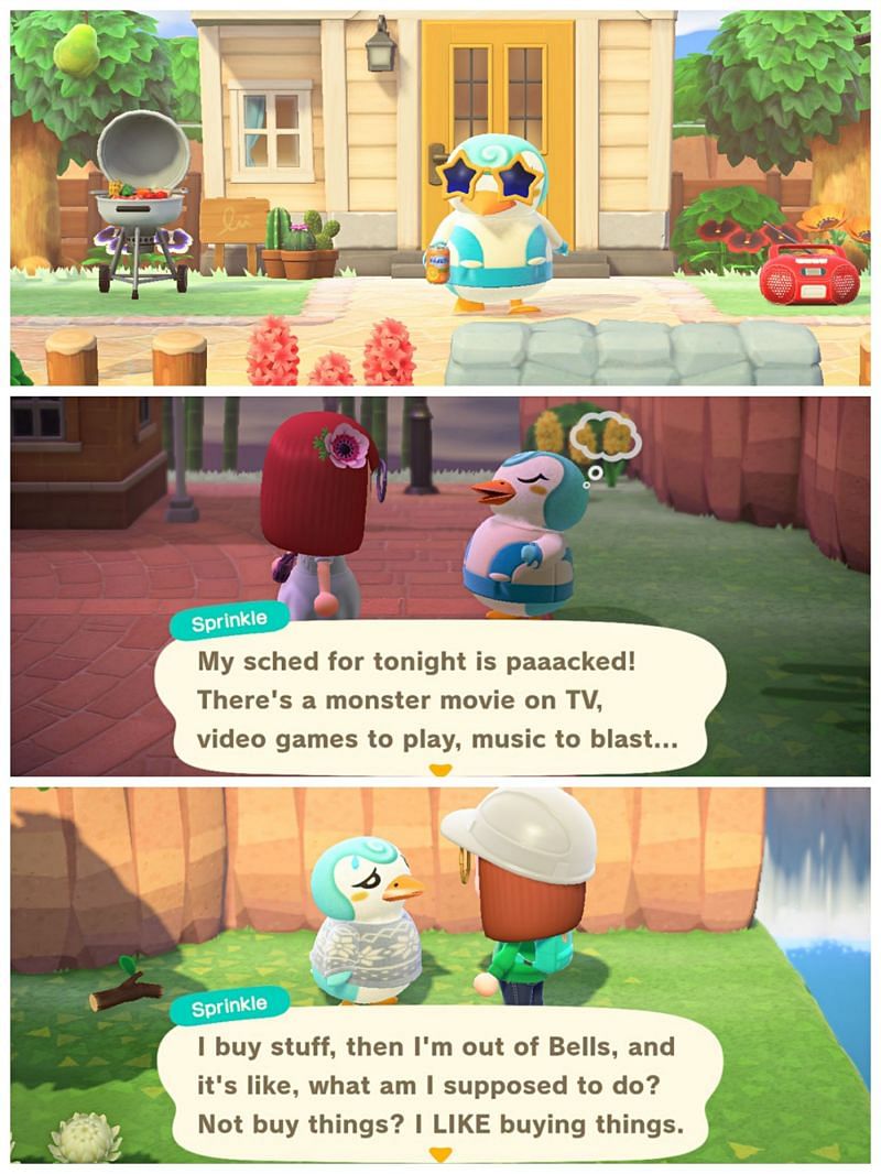 Sprinkle being relatable in Animal Crossing: New Horizons (Image via Reddit)