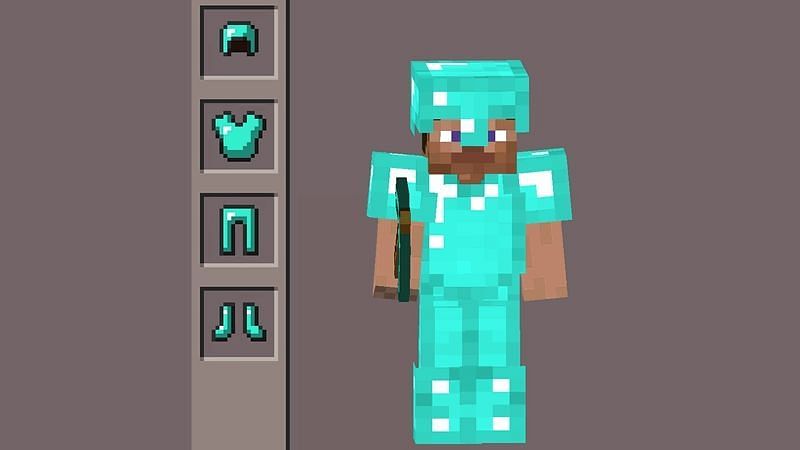 My weird set of armor and combat (from up to down: enchanted diamond helmet,  enchanted netherite chestplate, unenchanted iron leggings and unenchanted  golden boots) the shield is just for the picture. 