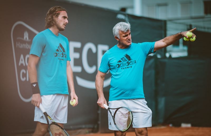 Tsitsipas training with his father