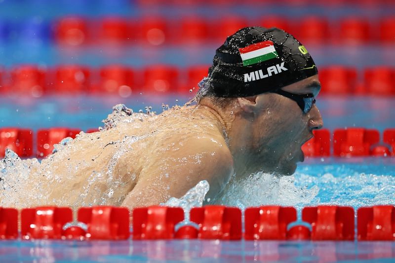 Kristof Milak of Team Hungary competes in heat five of the Men&#039;s 200m Butterfly on day three of the Tokyo 2020 Olympic Games